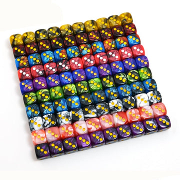Smartdealspro 100-Pack Two Color Round Angle Six Sided Dice Die with Free Pouch for Tenzi, Farkle, Yahtzee, Bunco or Teaching Ma