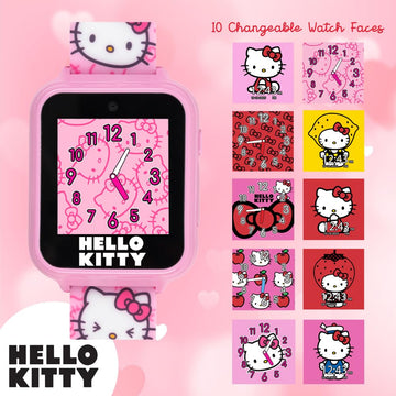 Accutime Hello Kitty Kids Smartwatch - 40mm Interactive Touchscreen, Pink Strap, Camera, Games, Model HK4185