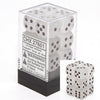 Chessex Dice D6 Sets: Frosted Clear with White - 16Mm Six Sided Die (12) Block of Dice