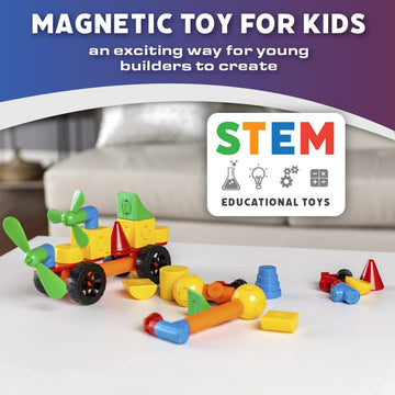 POPULAR PLAYTHINGS Mag Builder Building Toy Play Set, 40 Pieces, Multi-colored, Plastic, Standard Size, Model 18303