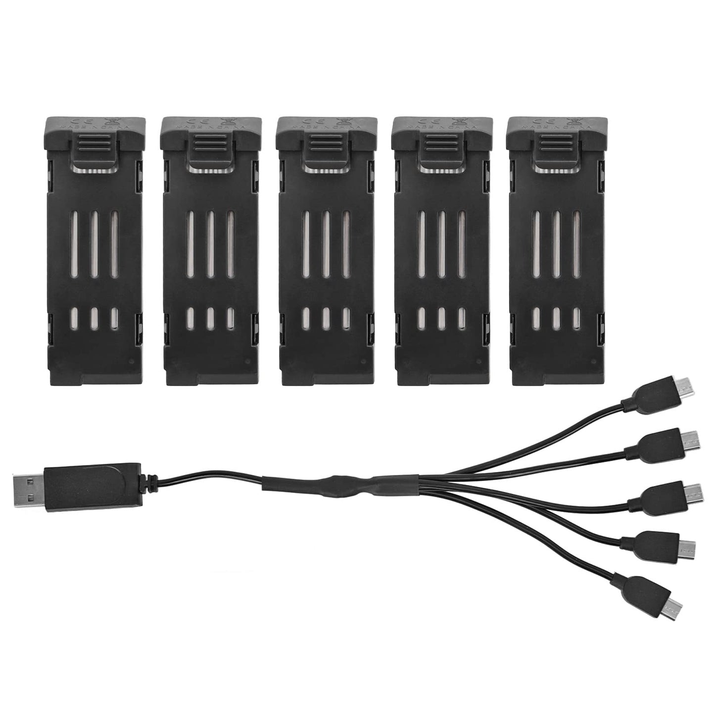 Drone Battery and Charger Cable Combo Set, 3.7V 1200mAH Lithium Battery with 5 in 1 Charger Cable for E58 L800 JY019 RC Quadcopt