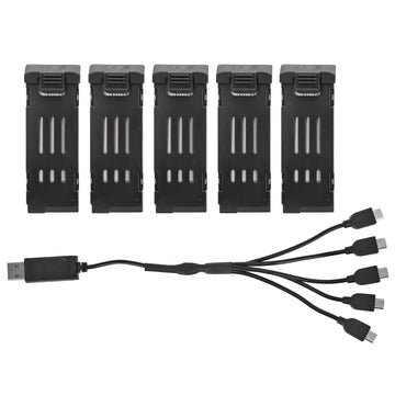 Drone Battery and Charger Cable Combo Set, 3.7V 1200mAH Lithium Battery with 5 in 1 Charger Cable for E58 L800 JY019 RC Quadcopt