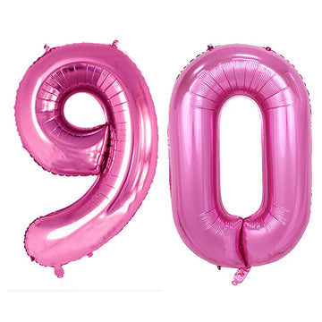 Goer Number 90 Balloons For 90Th Birthday Party Decorations,42 Inch Jumbo Foil Helium Balloons For 90Th Anniversary (Hot Pink)