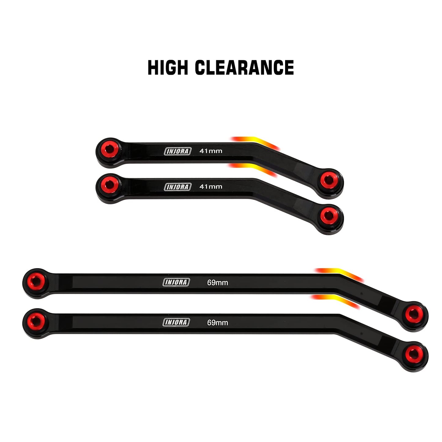 INJORA High Clearance 4 Links Set CNC Aluminum Links Set for SCX24 AXI90081 Deadbolt Axial 1/24 RC Crawler Car,8PCS(Black)