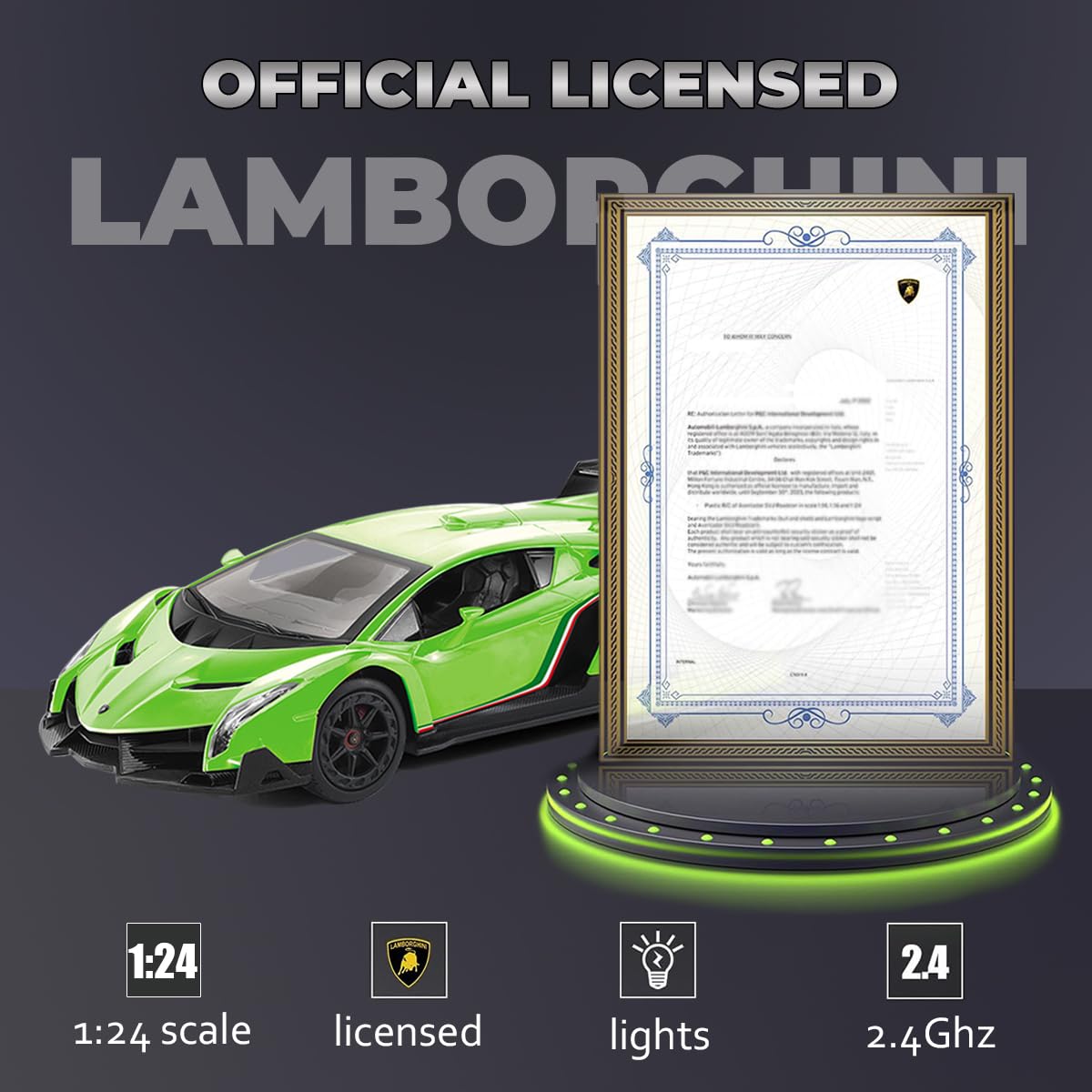 QUN FENG Lamborghini Remote Control Car 1:24 Scale Lambo Toy Car Officially Licensed Rc Cars with Light 2.4Ghz Model Car for Boy