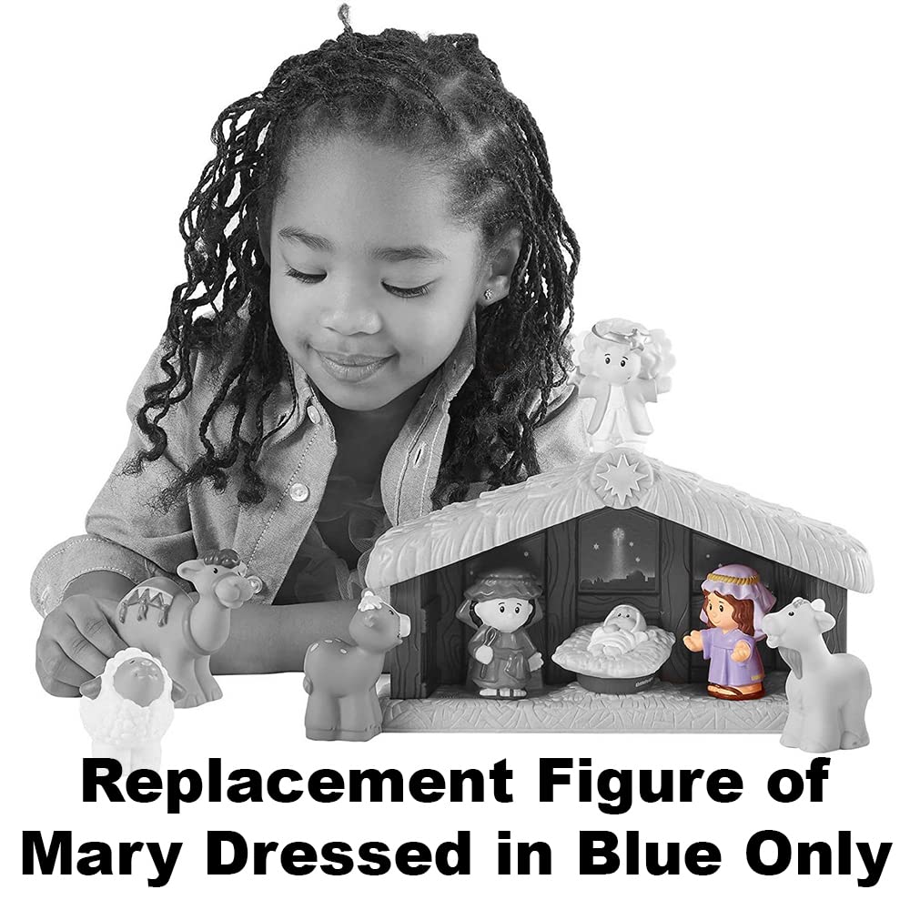 F-Price Replacement Figure For Fisher-Price Little People Nativity Set - Dpx53 ~ Replacement Figure Of Mary Dressed In Blue, Blu