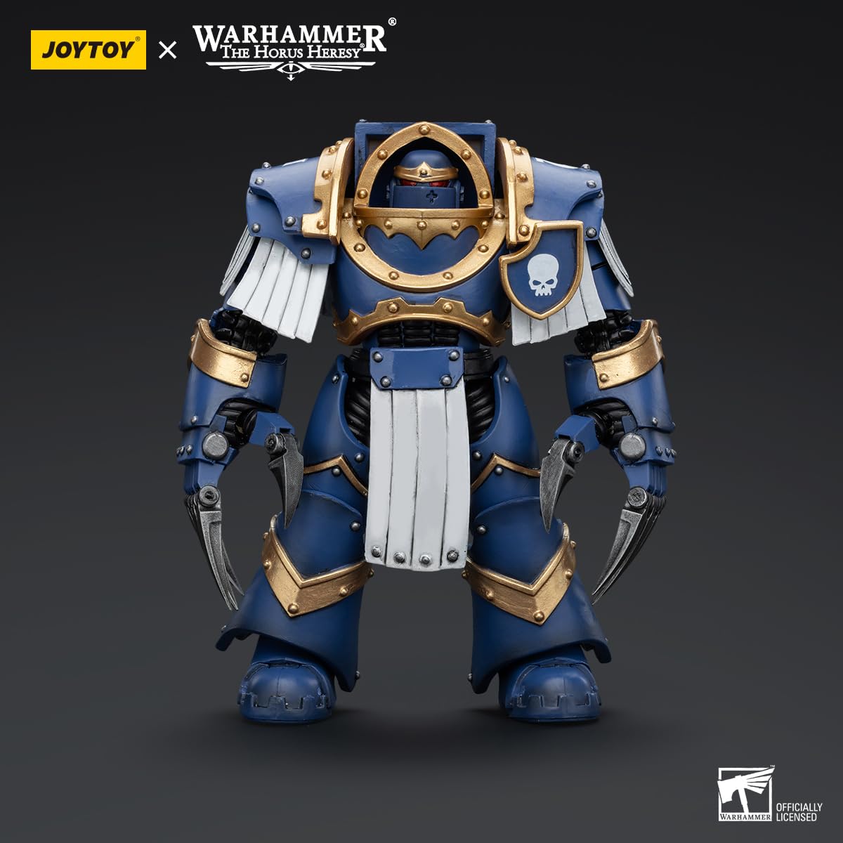 JOYTOY Warhammer Horus Heresy Ultramarines Cataphractii Terminator Squad 5.35in Terminator with Lightning Claws 1:18 Scale Actio