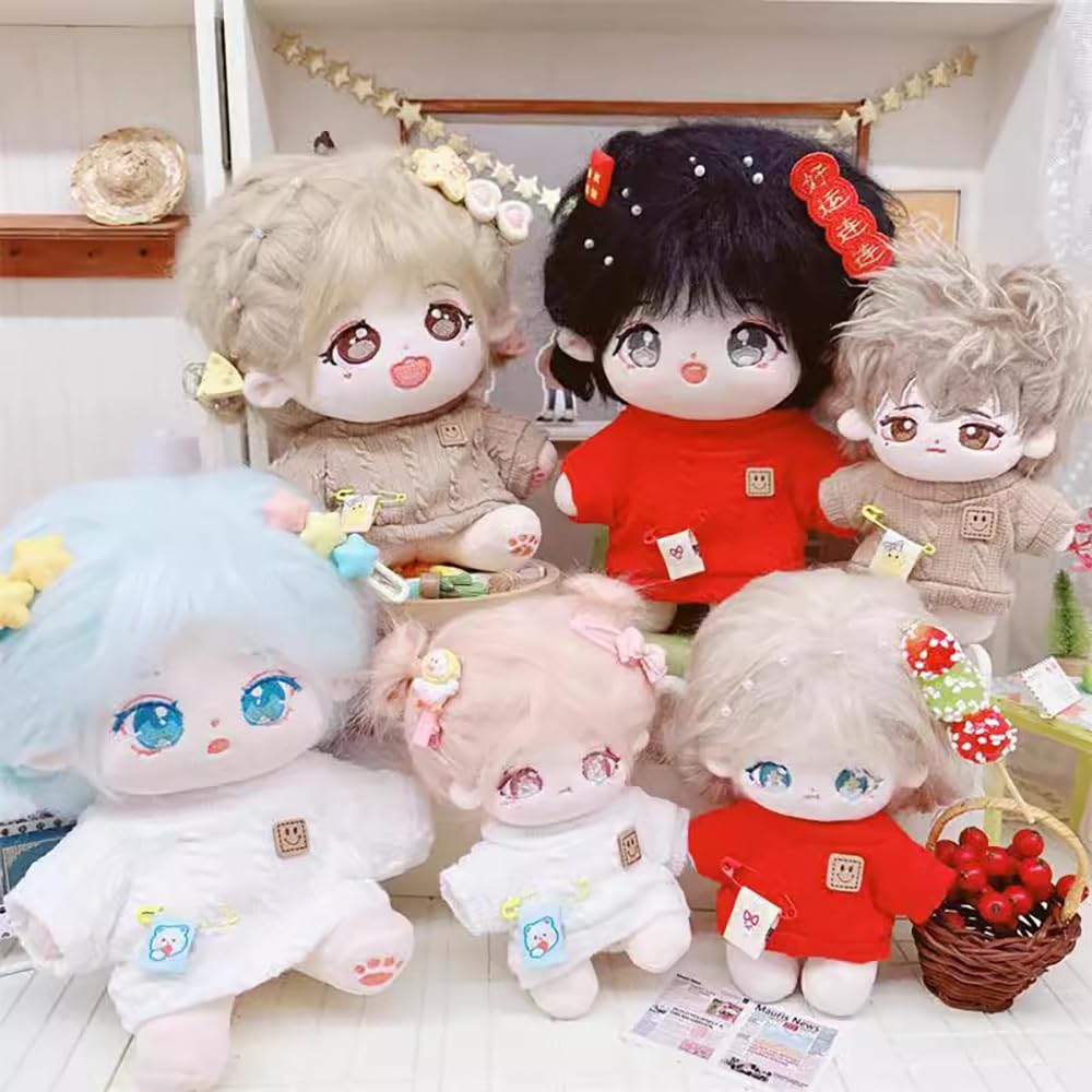 Niannyyhouse 10Cm Plush Doll Clothes Cartoon Pattern Knit Sweater Dolls Accessories Dress Up (Pink)