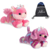 Aurora - Bright Fancies Set Of 2 Plush - 7'' Princess Tutti Puppy And 7'' Princess Frutti Kitty, With Myriads Drawstring Bag