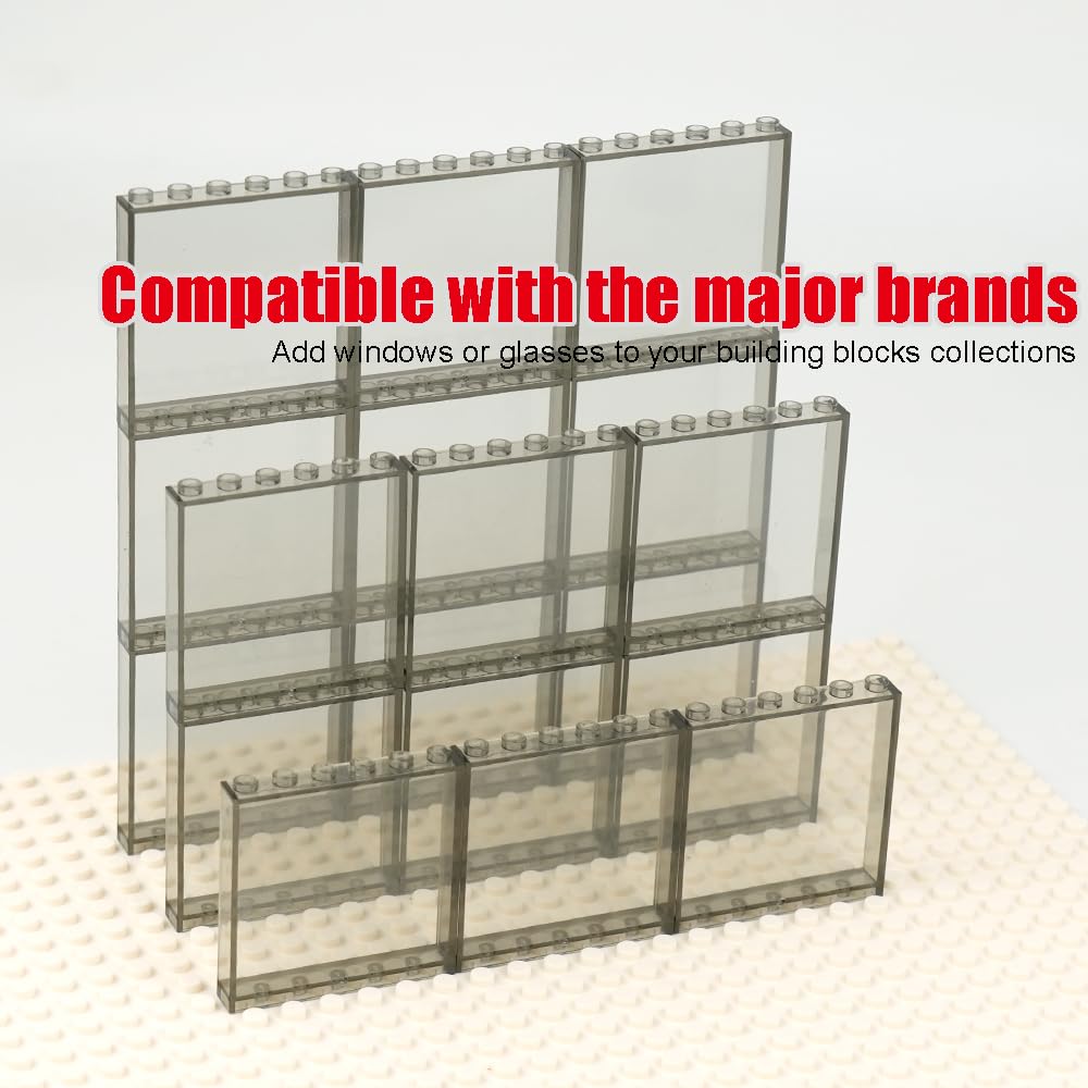 Clear Tranparent Flat Plates Bricks, 24 Pieces And Parts 1X6X5 Classic, Window Bulk Building Blocks Accessories (Transparent) (T