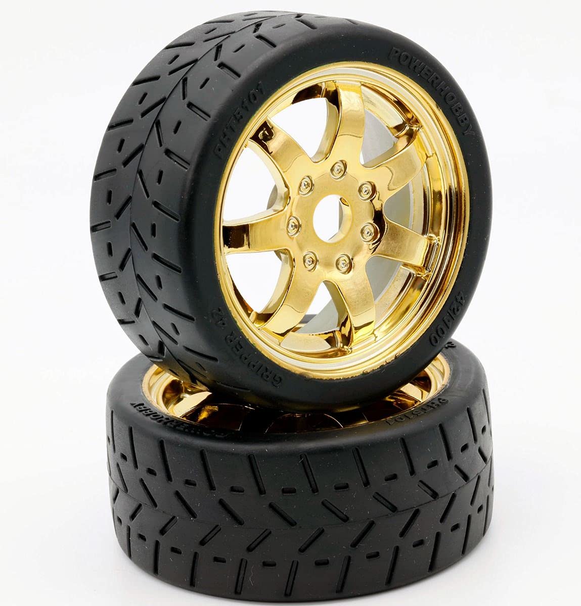 Powerhobby 1/8 Gripper 42/100 Belted Mounted Front Tires/Wheels 17mm (2) Arrma Felony/Infraction/Limitless (Gold)