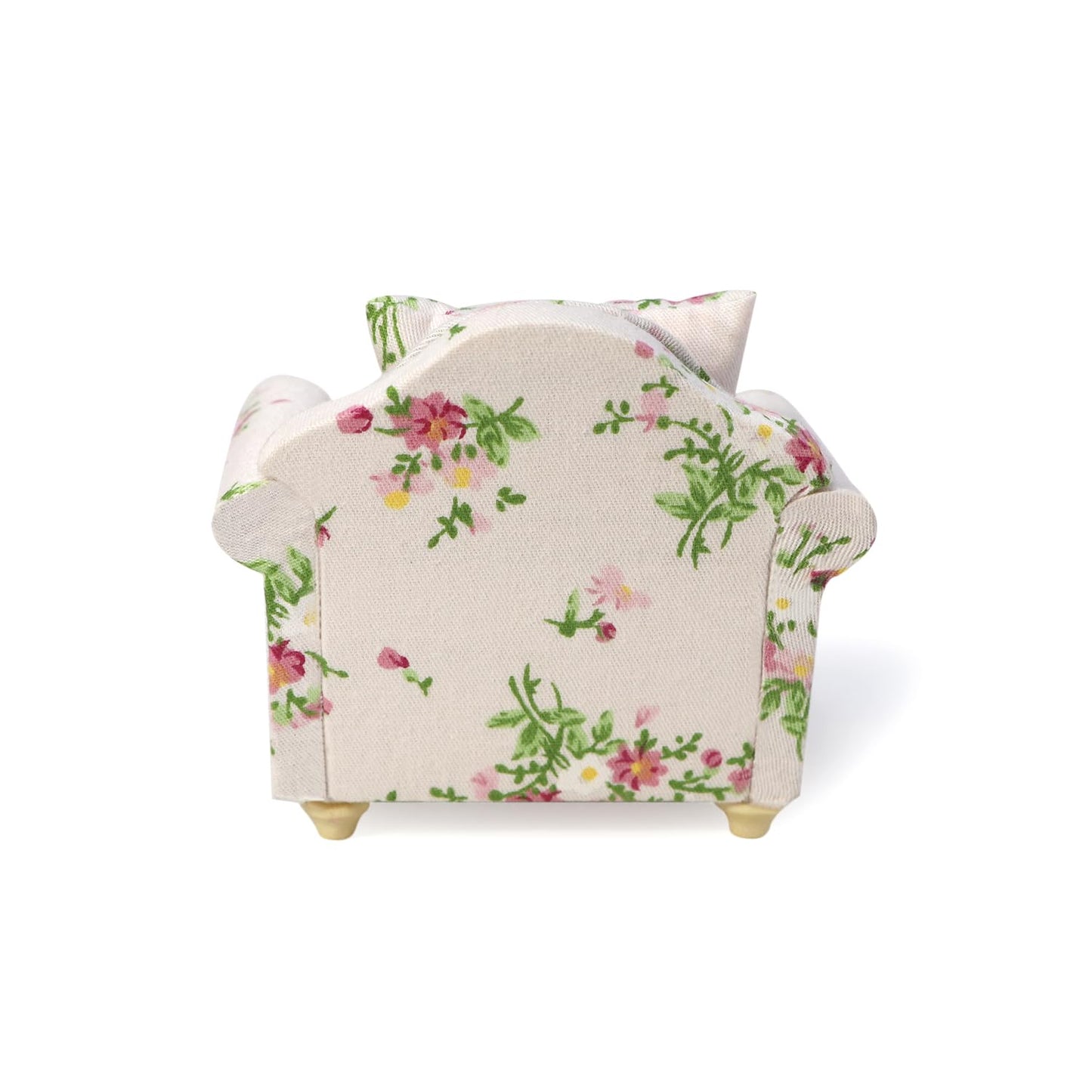 Dollhouse Couch With Pillow 1 12 Scale Miniature Sofa Arm Chair Living Room Furniture Wooden Fabric Frame Single Reading Chair Artificial House Room Scene Decoration (Pink)
