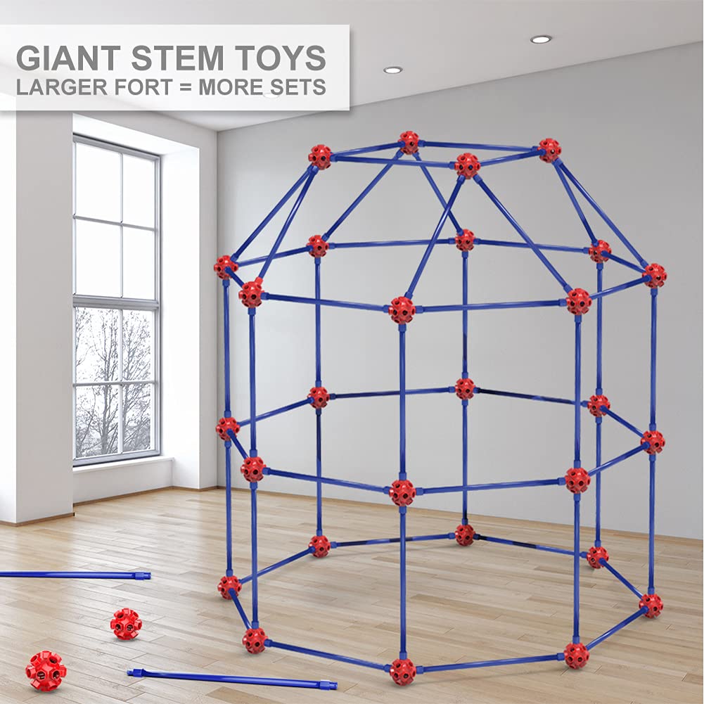 Olefun Fort Building Kit For Kids 4,5,6,7,8+Year Old Boys & Girls, 140 Pcs, Creative Stem Building Toys For Diy Castles, Tunnels, Play Tent, Ideal Gift For Aged 5-8