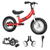 OHIIK 2 in 1 Balance Bike for Kids, Steel Frame, 14 inch, Red, with Pedal Kit and Training Wheels