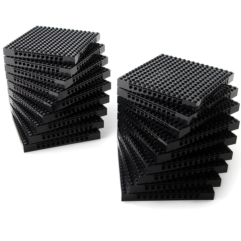 Feleph 18Pcs 5'' Base Brick 16X16 Black Plate 1/3 With Holes And Pin Pixel Art Painting Classic Blocks Compatible With 65803 367