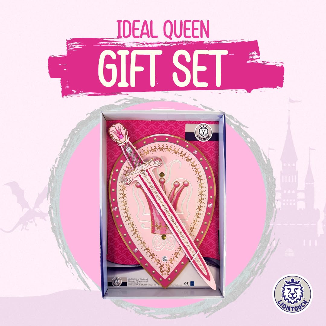 Liontouch - Queen Rosa Toy Set for Girls - 3-6 Years | Pink Foam decorative replica blade & Shield for Pretend Play for Toddlers in Glittering Medieval Style | Safe & Durable Accessories for Royal Dress Up & Costumes