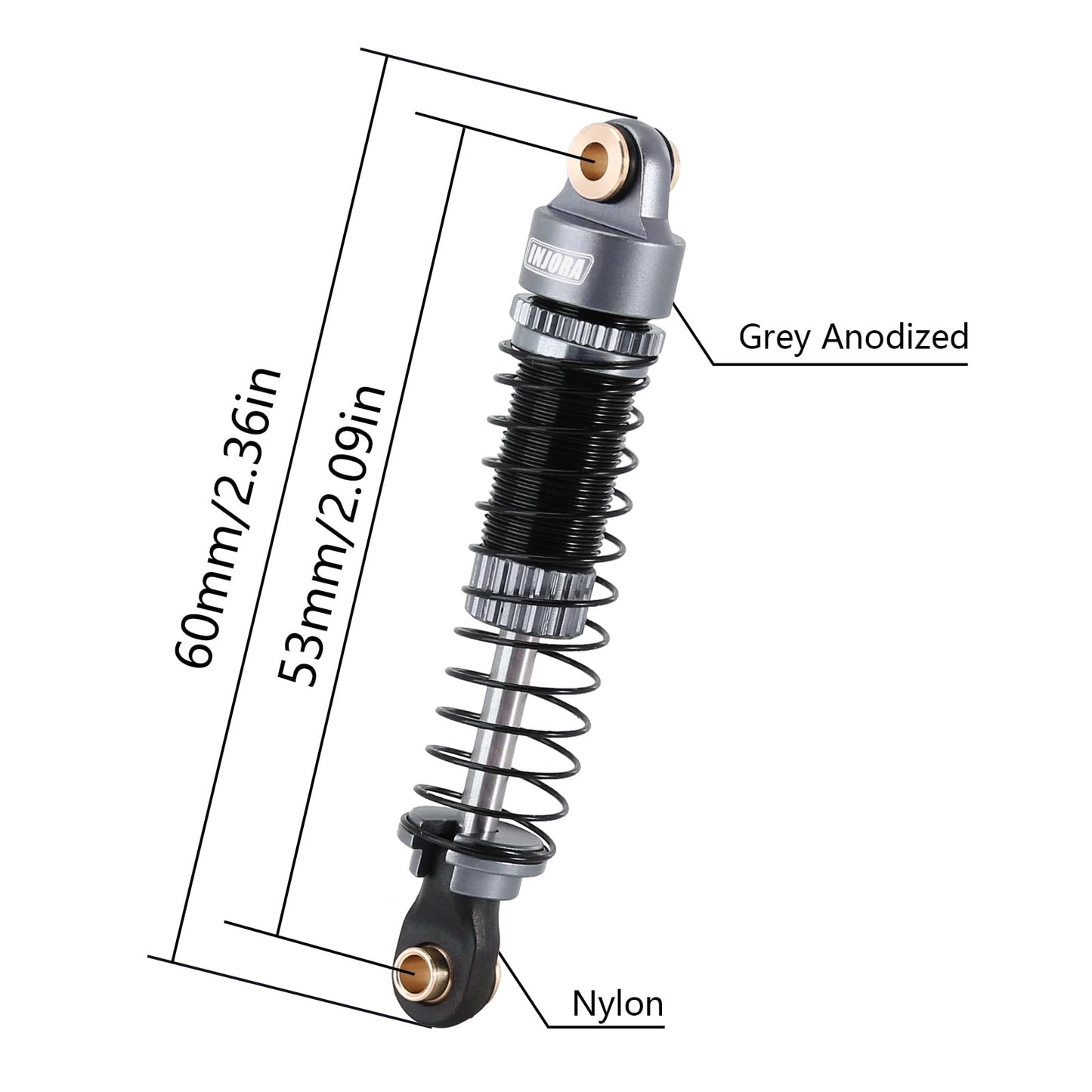 INJORA 53mm Shocks- Absorber Oil Threaded Damper for TRX4M TRX4MT 1/18 RC Crawler Upgrade