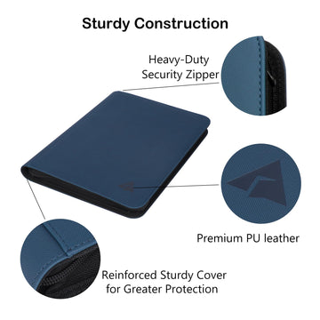 Rayvol enhanced 9-Pocket 504 Card Binder Ringless Trading Card Album Folder - Side Loading Black Page Pocket Binder for TCG -Midnight Blue