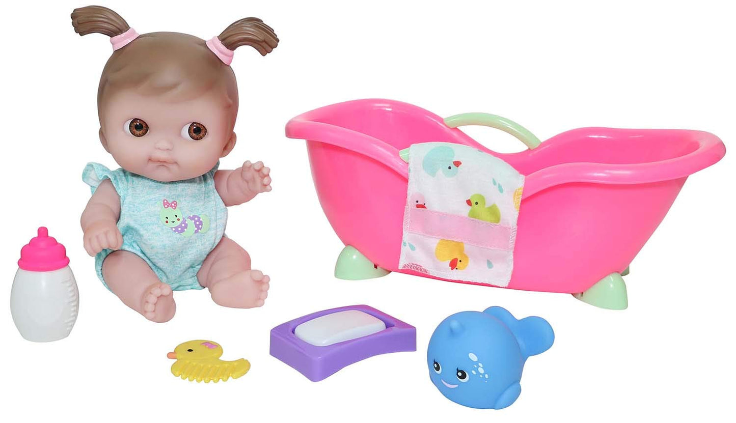 Jc Toys Lil Cutesies 9' All Vinyl Baby Doll Bath Time Gift Set| Posable And Washable | Removable Outfit | Baby Bath And Accessories Ages 2+