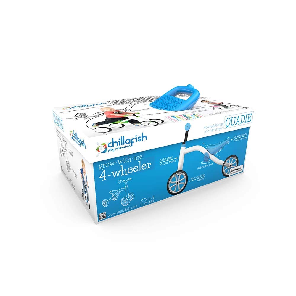 Chillafish Quadie: Stable 4-Wheel “Grow-With-Me” Ride-On, 3 Seat Positions With Cookie Storage In The Seat, Silent Non-Marking Wheels And Customization Stickers, Ages 1-3, Lime