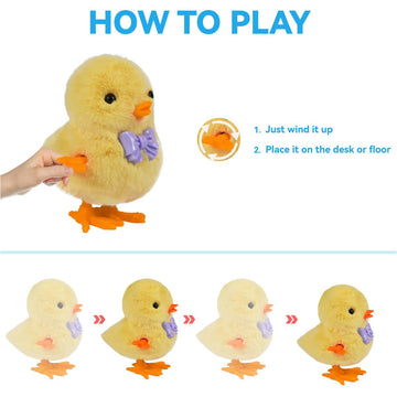 Arcimatto Wind Up Chicken Toy 3 Pcs Jumping Chick Gag Toys Cute Plush Hopping Chicks Novelty Spring Windup Toys for Kids Toddler mature-themed Easter Egg Party Favors Christmas Goody Bag Fillers Gifts