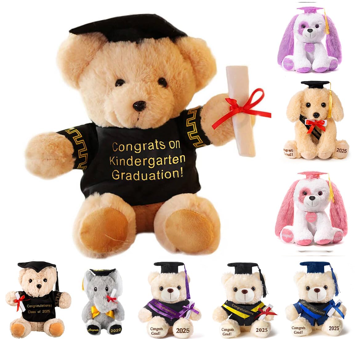 Oukiwi 8 Inch Graduation Plush Stuffed Animal Class Of 2025 Gift (Kindergarten)