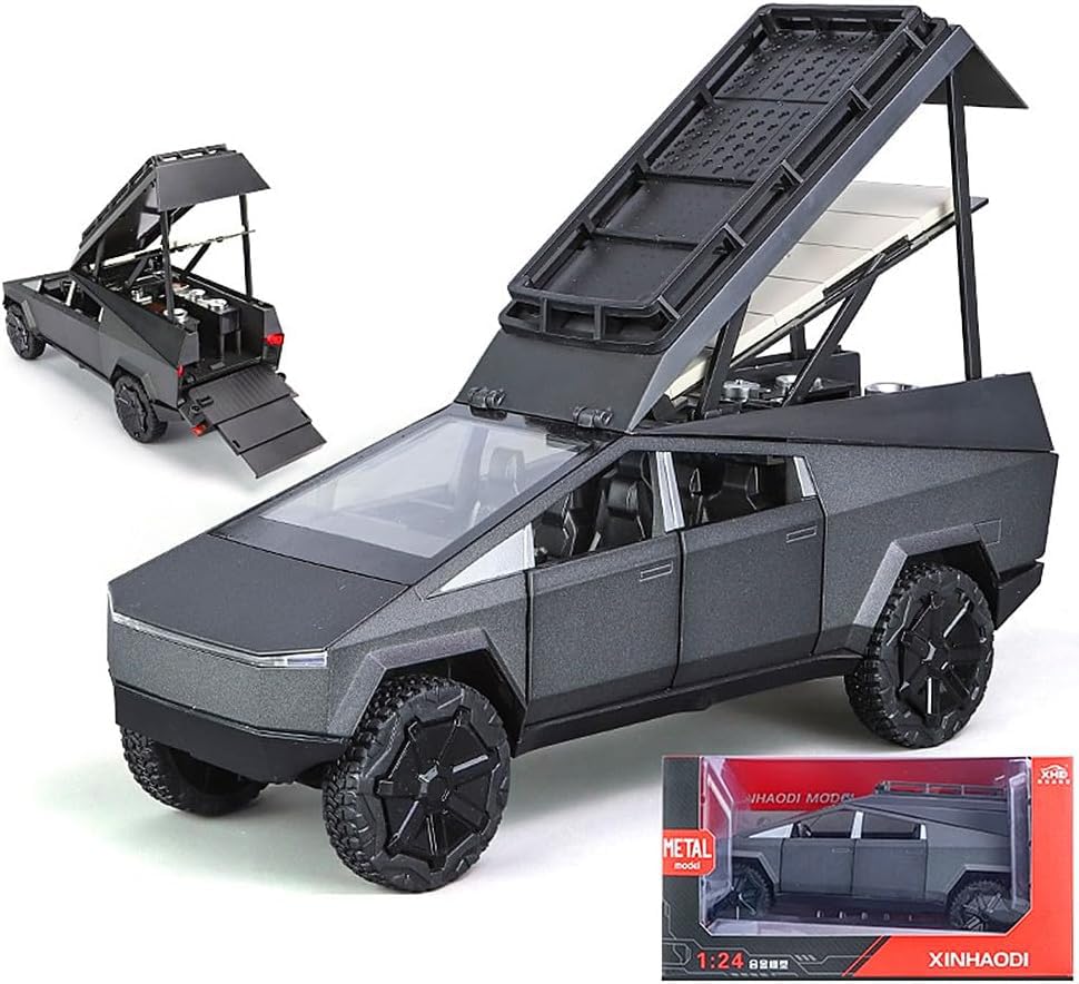 EROCK 1:24 Camping RV car Model Toys, Pickup Trailer Toy , Pickup Truck Model with Sound and Light Function, Suitable Gifts, Dec