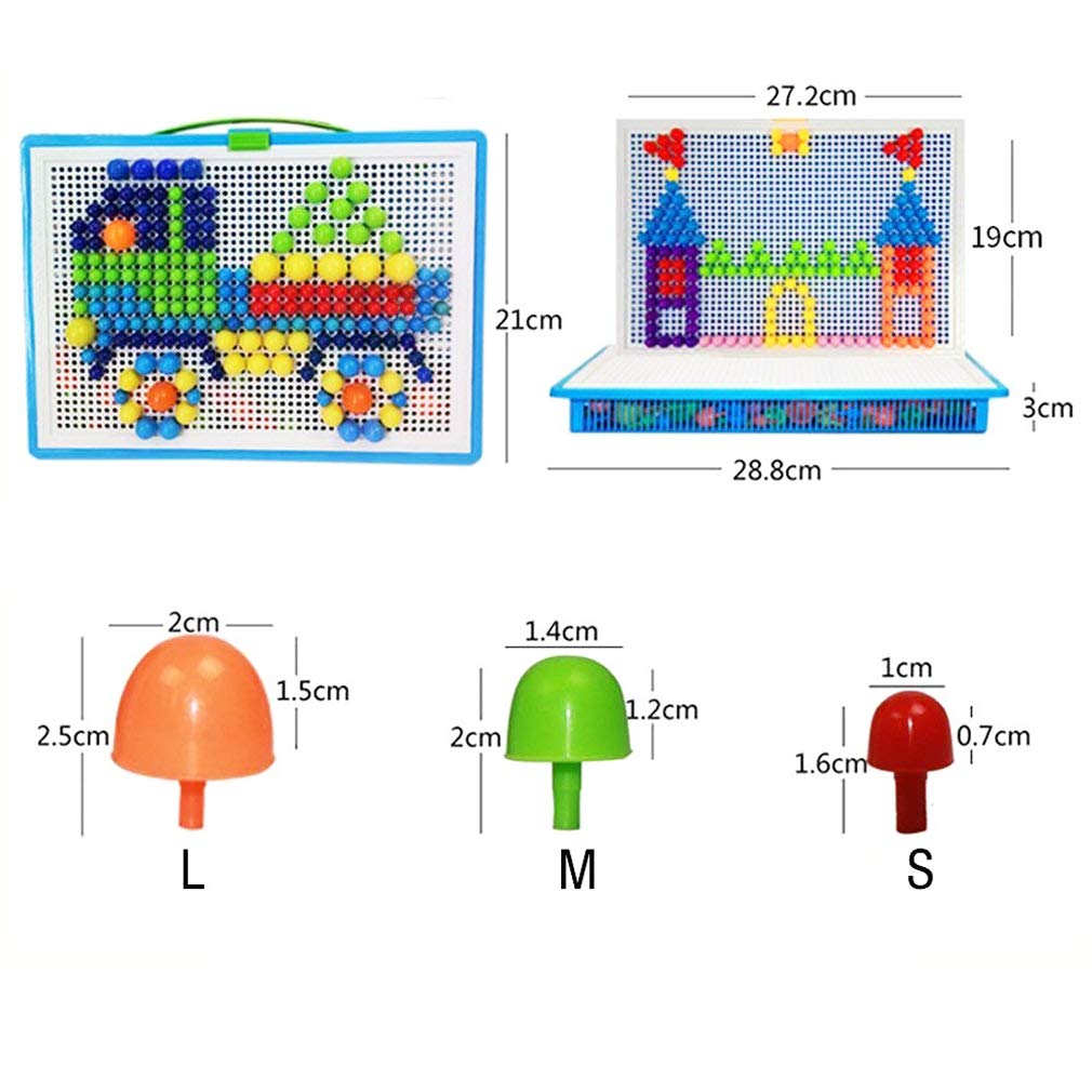 Henmerry Creative Mushroom Nails Mosaic Pegboard Children'S Educational Toys 3D Jigsaw Toys Puzzle Game Building Block Toys (600