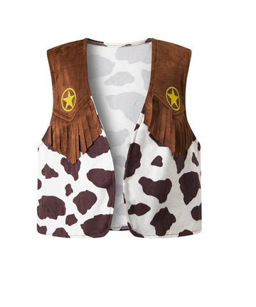 Iwalue Kids Boys Cowboy Costume Dress Up Halloween Party Cosplay With Bandana Cowboy Hat(White,5-6Years)