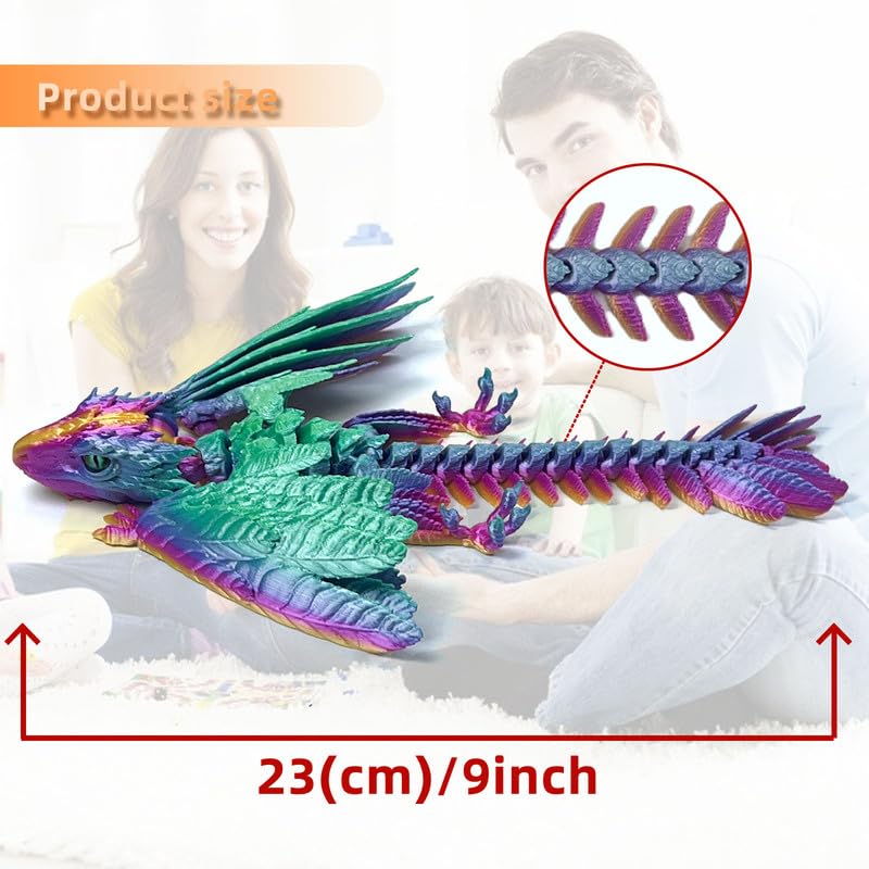 Feathered Wyvern Dragon,3D Printed Dragon, Articulated Dragon with Wings, Fidget Dragon, 3D Printed Toys, Desktop Pet - Indulge