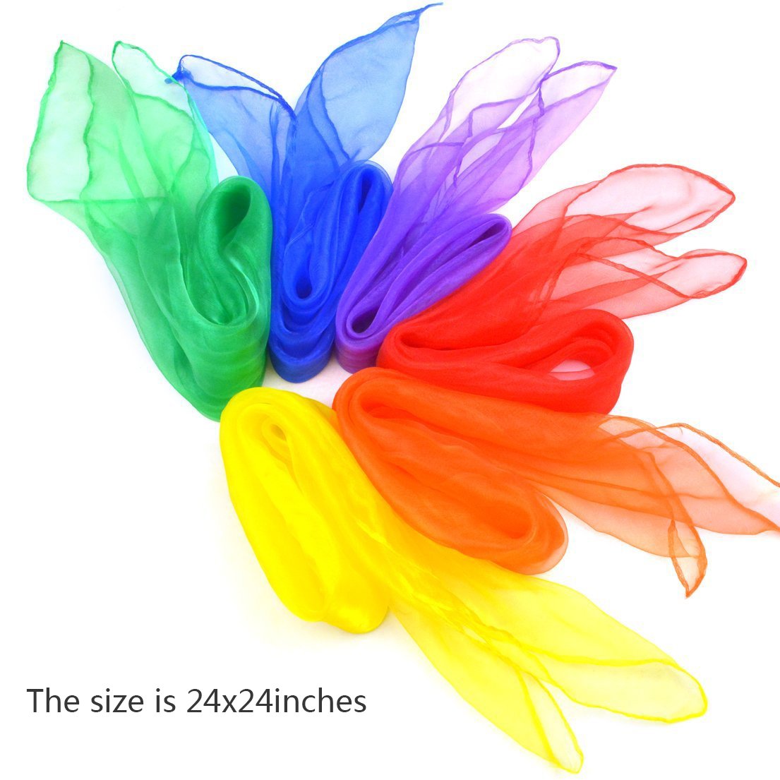 Jmkcoz 12Pcs Square Juggling Silk Dance Scarves Magic Tricks Performance Props Accessories Movement Scarves Rhythm Band Scarf 24 By 24 Inches 6 Colors