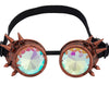 Raves Goggles With Rainbow Crystal Glass Lens Kaleidoscope Glasses Funky Prism Steampunk Glasses For Cosplay Party