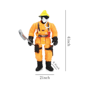 ONEST 12 Pieces Firefighter Action Figures Firefighter Toys 4'' Action Figures with Hats & Accessories for Teens Party Decoratio