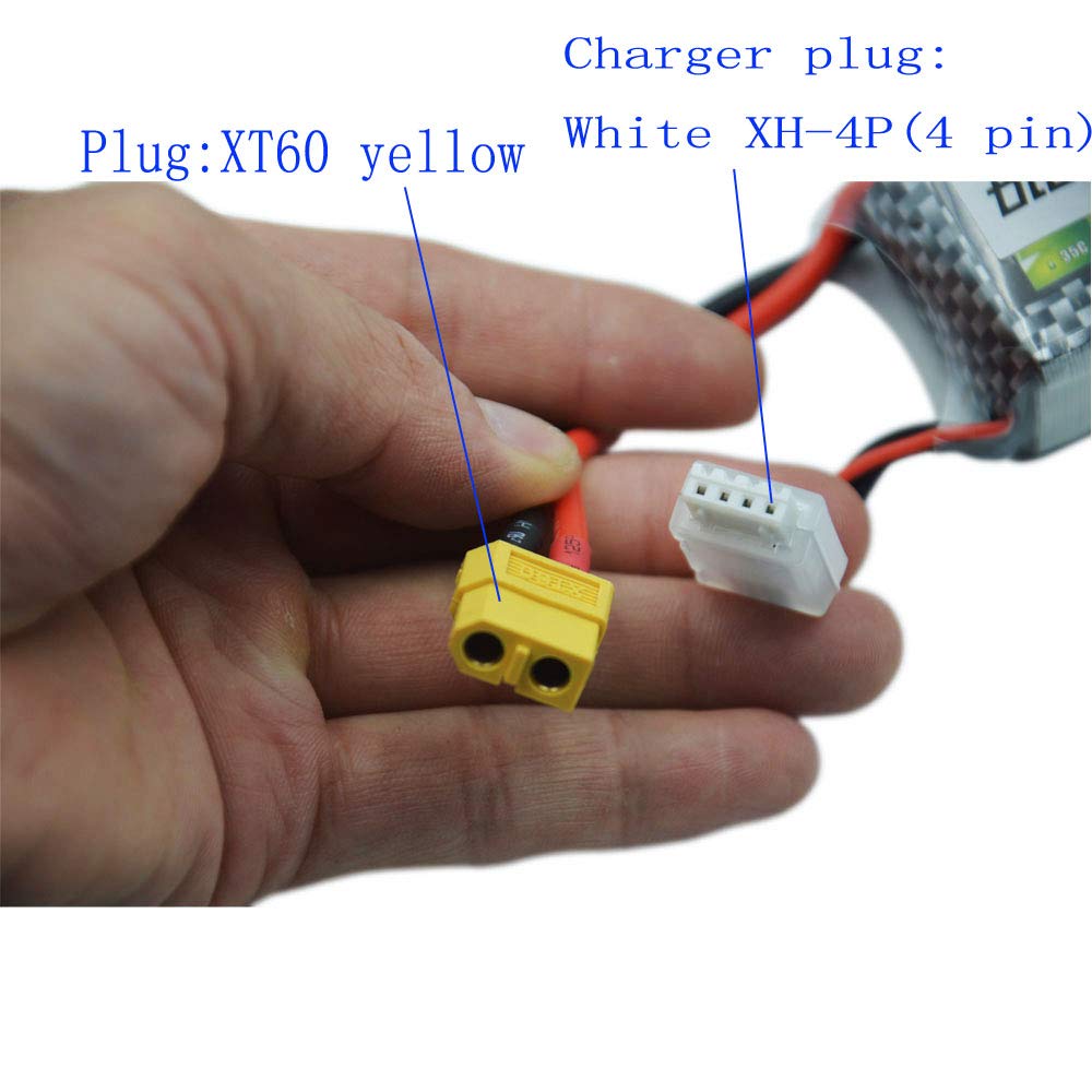 Blomiky 2 Pack XT60 Plug 11.1V 3S 2200mAh Lipo Battery and 1 Charger for RC Evader BX Car RC Truck RC Truggy RC Airplane UAV Dro