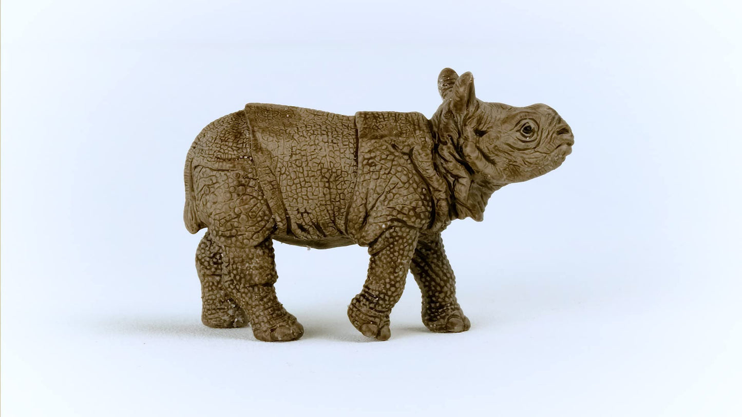 Schleich Wild Life Realistic Baby Indian Rhinoceros Figurine - Authentic And Highly Detailed Wild Animal Toy, Durable For Education And Fun Play For Kids, Perfect For Boys And Girls, Ages 3+