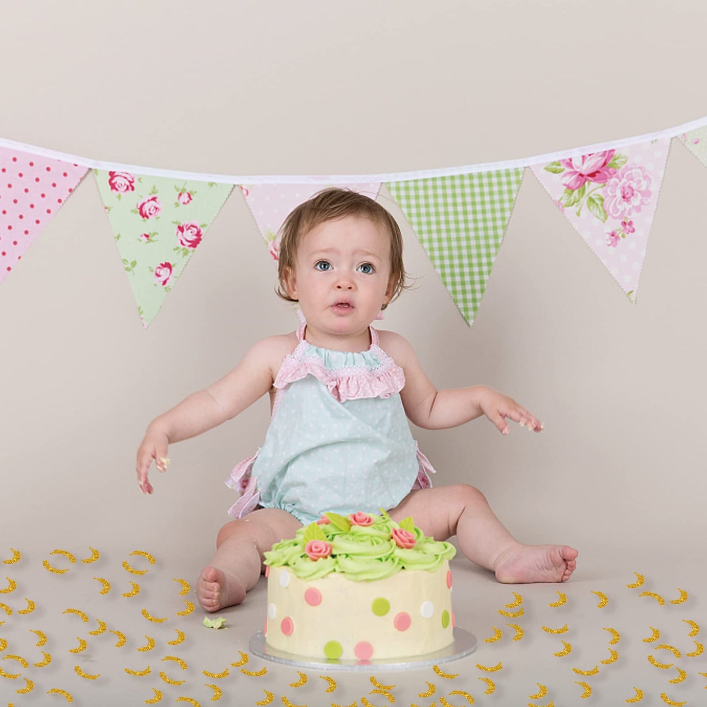 PINKAAJ Gold Glitter Banana Confetti, 100 Pieces, Fruit Theme Birthday Party Decor, Paper Material