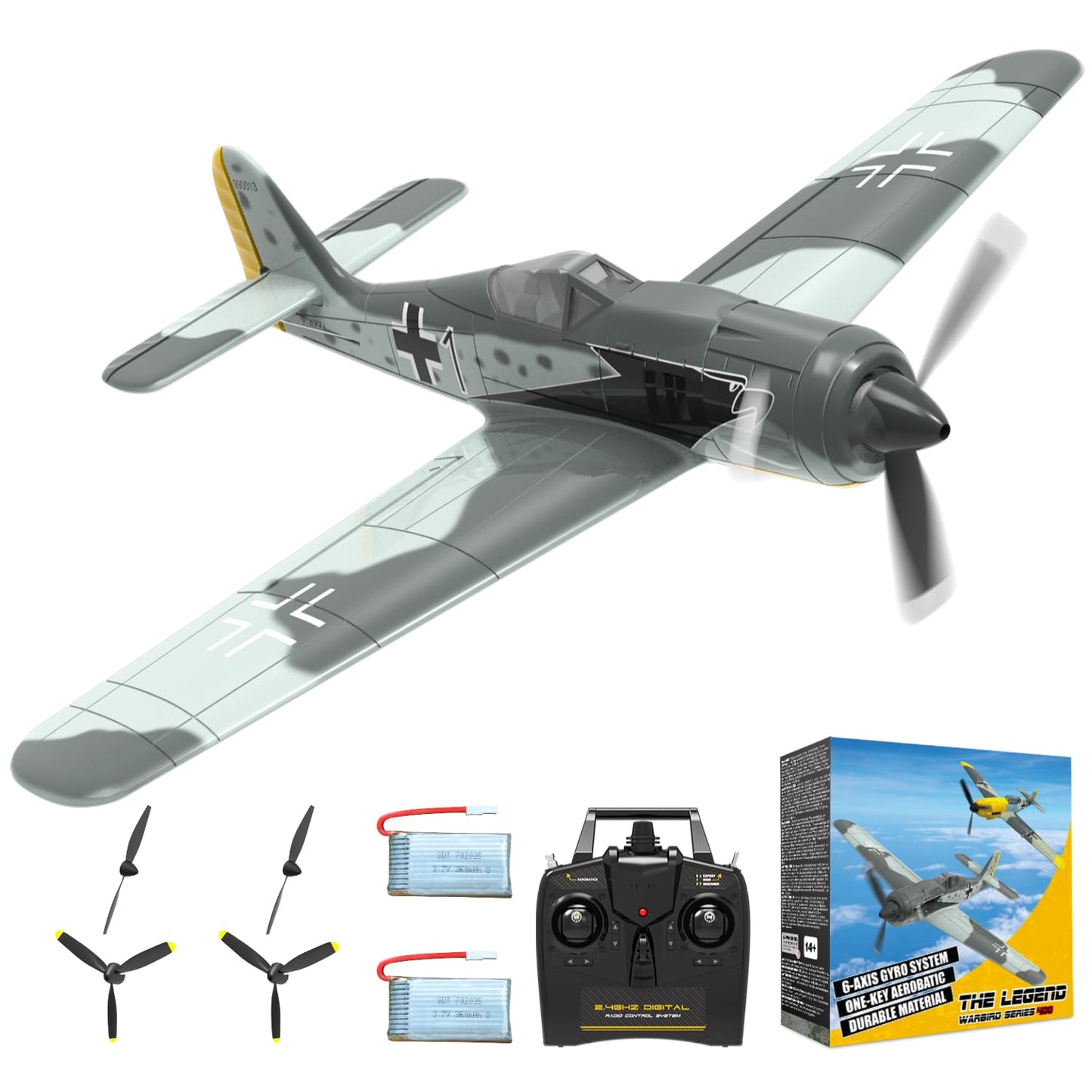Rc Plane 4 Channel Rc Airplane Fw190 Ready To Fly With Upgraded Xpilot Stabilization System & One Key Aerobatic, Remote Control
