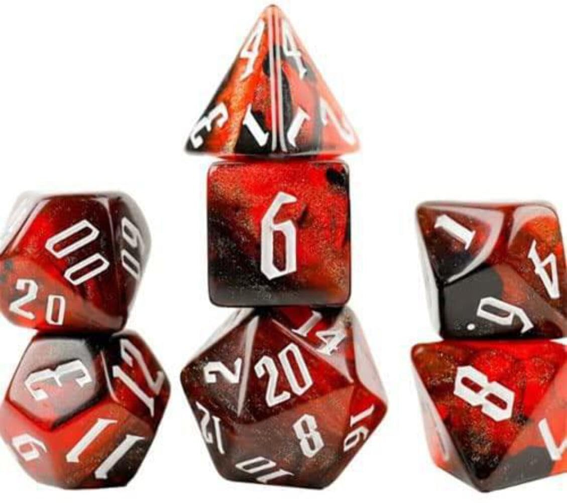 Cherry Nebula Polyhedral Dice Set
