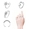 Atceme 4Pcs Fidget Rings For Women Adjustable Stress Relief Fidget Spinner Ring Stainless Steel Sun Moon Star Bead Rotatable Fid