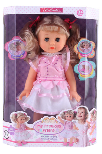 Belinda Fashion Walking Doll 12' Interactive Vinyl Baby Sonic Control Toy Singing Talking Girl Sweet Princess With Blinking Eyes