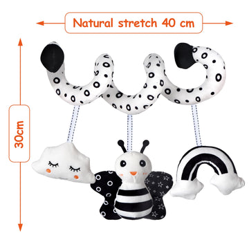 Car Seat Toys, Infant Baby Spiral Activity Hanging Toys Stroller Toys For Car Seat Stroller Bar Crib Bassinet Mobile With Bb Squeaker And Rattles (Bee)
