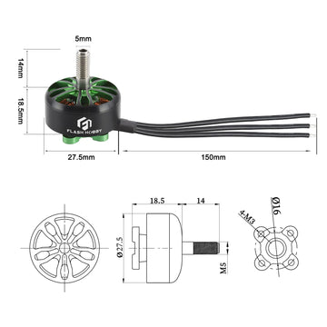 FLASH HOBBY Arthur 2207.5 Outrunner Brushless Motor 2450KV 2-4S Drone Motor for RC Models FPV Quadcopter Multicopters Fixed-Wing