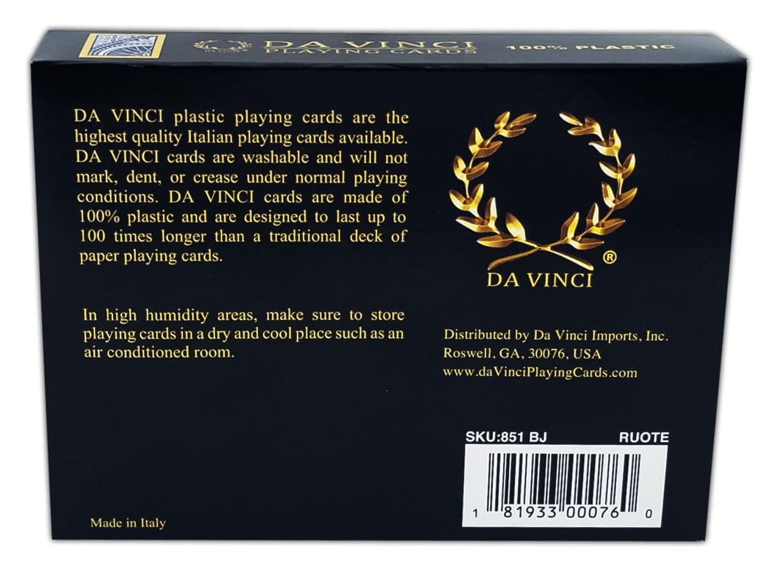 DA VINCI Plastic Playing Cards Set - 2 Decks, Bridge Size, Multicolor, Model 851-BJ