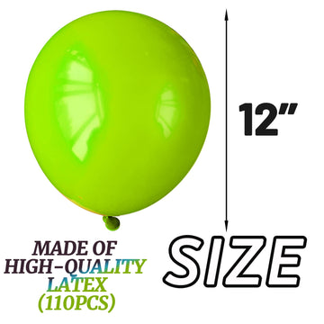 110Pcs Green Balloon 12 Inch, Green Latex Balloons For Birthday Party Baby Shower Wedding(With 2 Ribbons).