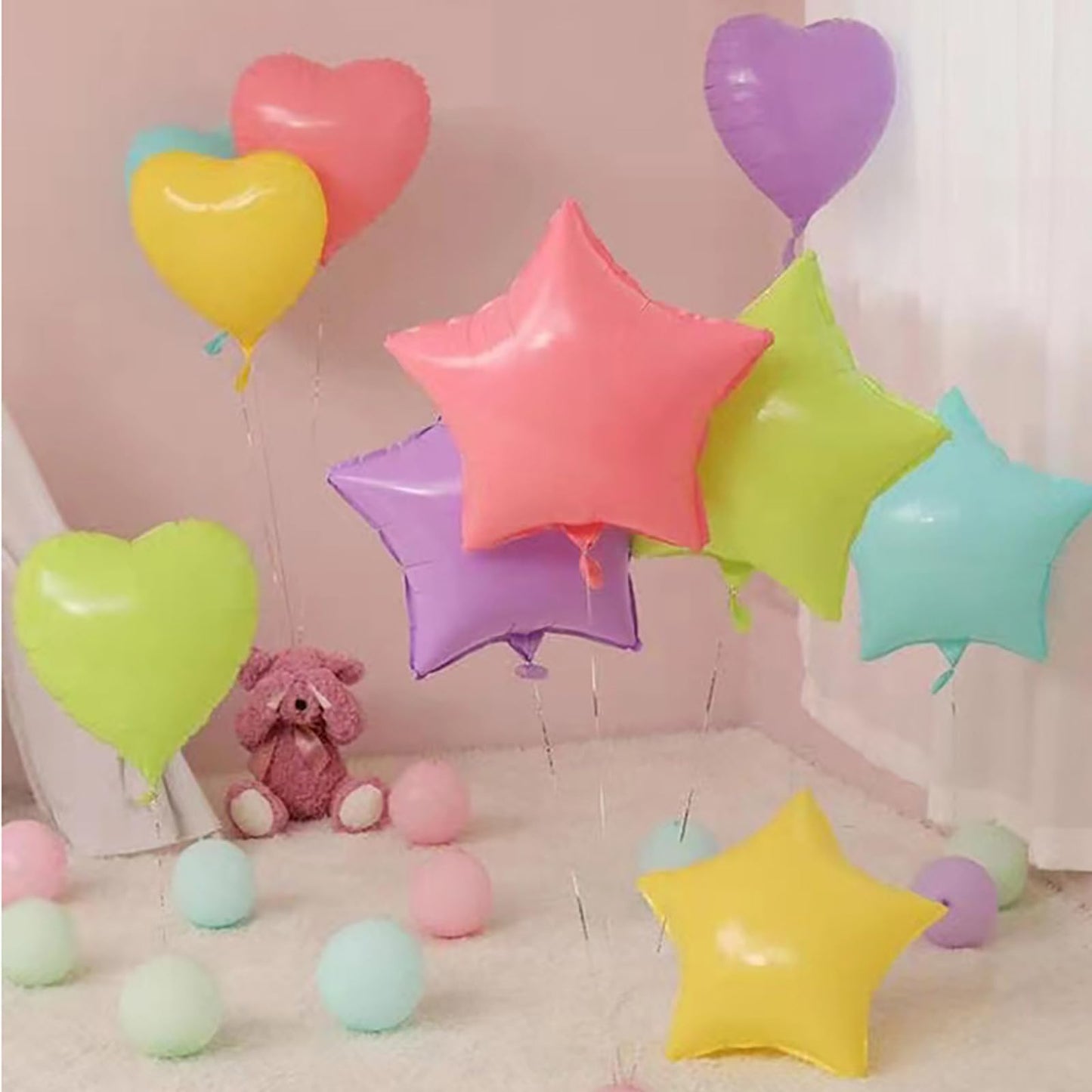 Kalor 18 Inch Pastel Pink Star Mylar Balloons, 10 Pcs Star Shape Foil Balloon Helium Balloons For Wedding, Baby Shower, Birthday Party Decorations