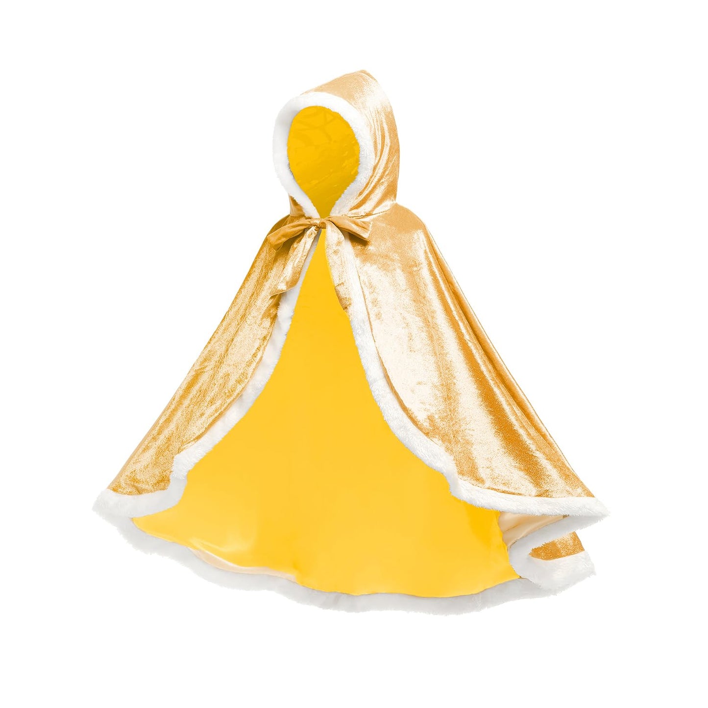 Princess Hooded Cape Cloaks Costume for Girls Dress Up Halloween Christmas Carnival Cosplay Yellow