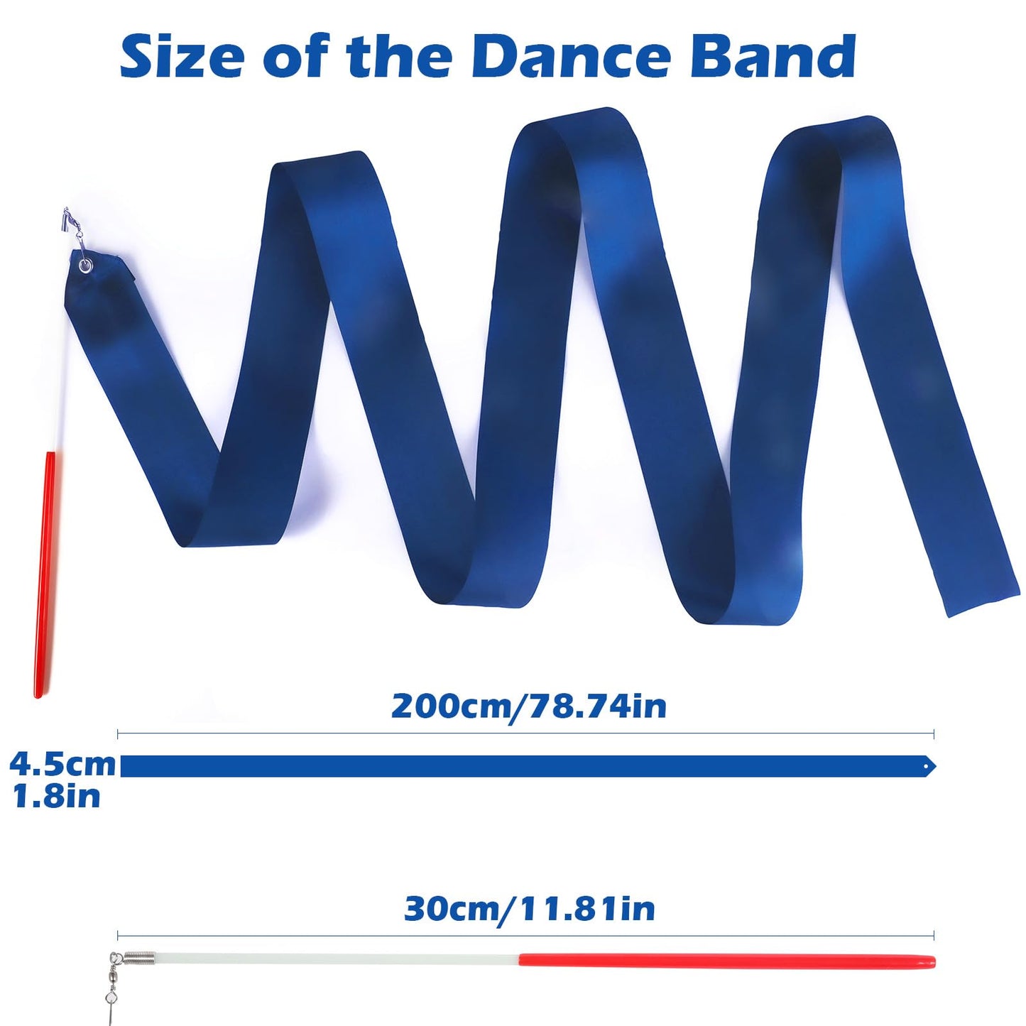 Hiunicorn 12Pcs Navy Blue Dance Ribbon For 4Th Of July Accessories, Dance Streamers Ribbon Dancer Wands For Kids Gymnastics Party Favors Boys Girls Graduation Decoration