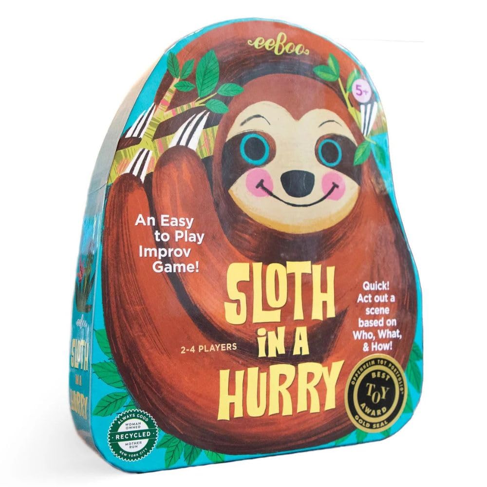 Eeboo: Sloth In A Hurry Action Board Game, An Easy To Play Improv Game, Educational Game That Cultivates Conversation, Socialization, And Skill-Building, For Ages 5 And Up