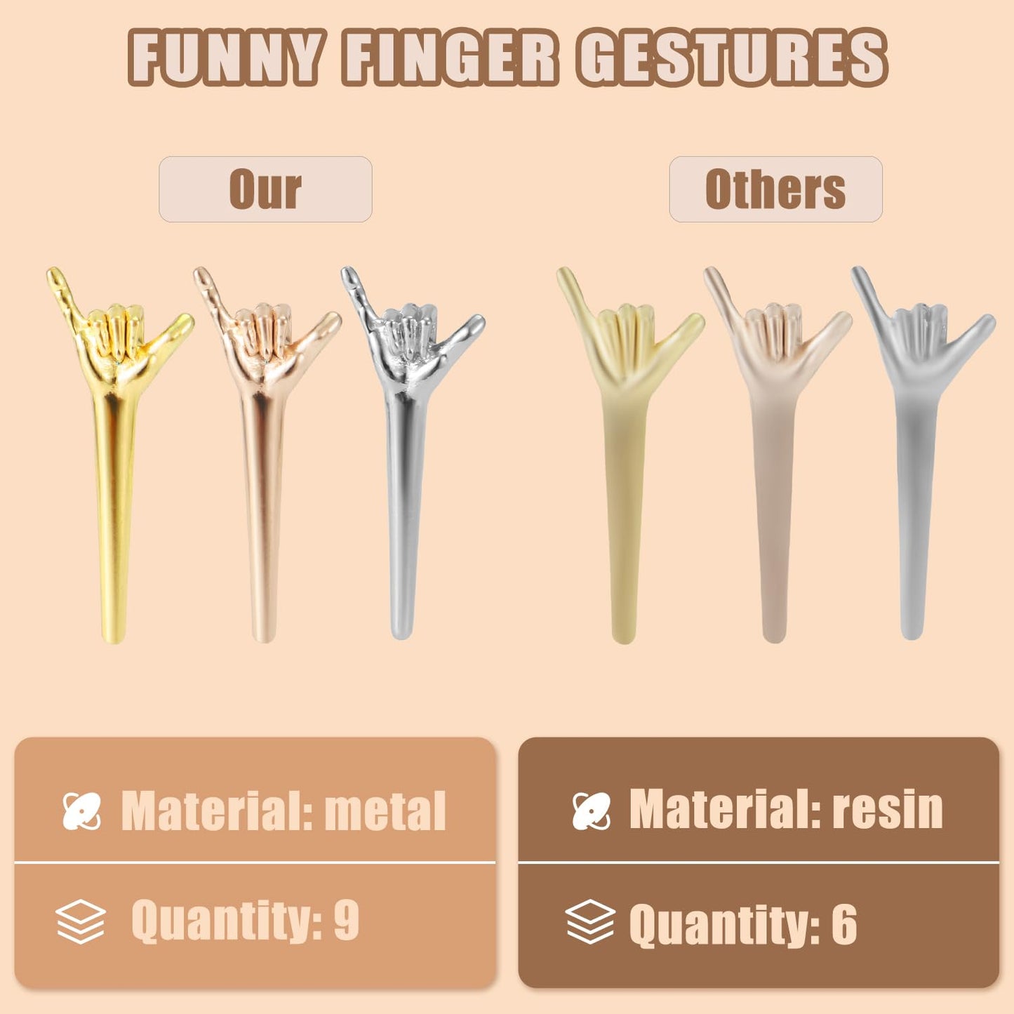 9Pcs Cribbage Board Pegs, Metal Cribbage Pegs Funny Finger Pegs Gesture Cribbage Pegs Cribbage Board Game Accessories For Friend
