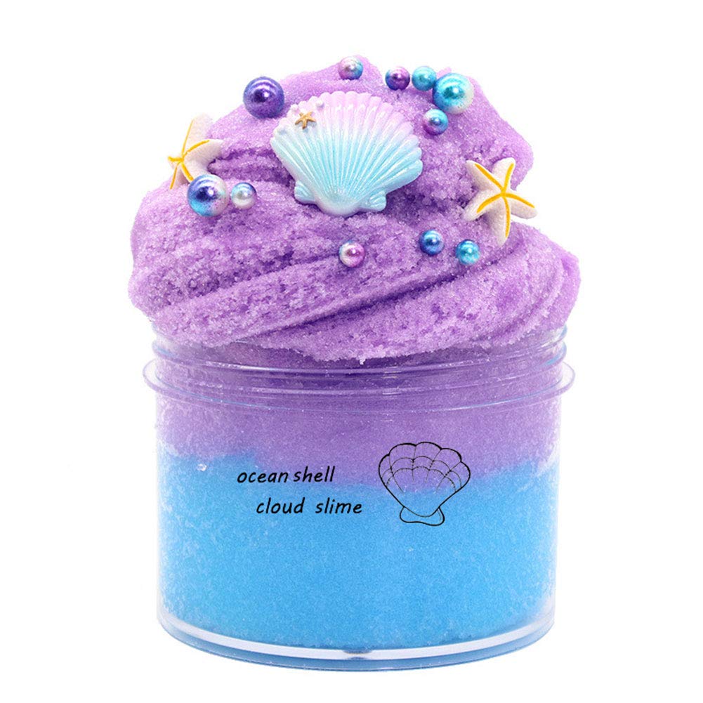 Xiutao Colorful Fluffy Cloud Slime For Kids Ocean Shell Scented Slime Kids Diy Adults Stress Relief Toy For Children'S Day Gift
